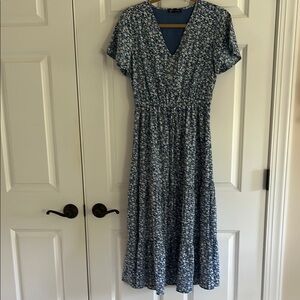 Floral Blue Midi Dress
